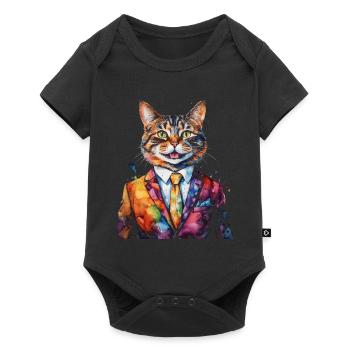 Cat Suit Colorful Funny Funny Animal Design Print - Baby Premium short-sleeve bodysuit - black - Front