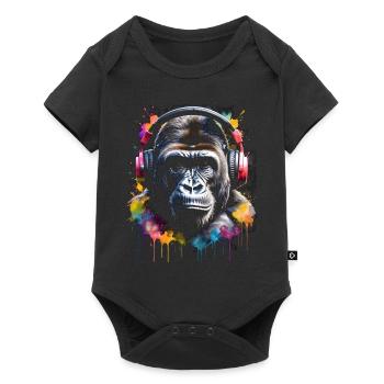 Gorille casque singe coloré Animal Design Print - Body à manches courtes Premium Bébé - noir - Devant