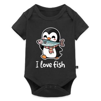 Penguin Fish Restaurant Lover I Love Fish - Baby Premium short-sleeve bodysuit - black - Front