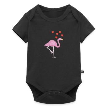 Flamingo Hearts T-Shirt - Bird Lover Pride Pink - Baby Premium short-sleeve bodysuit - black - Front