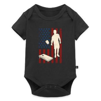 Joueur de sac de haricots de l’équipe Cornhole - Body à manches courtes Premium Bébé - noir - Devant