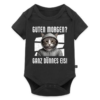 Bonjour? Glace très mince Drôle de chat - Body à manches courtes Premium Bébé - noir - Devant