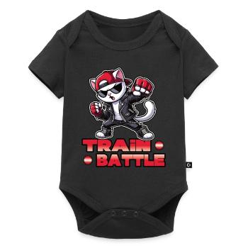 Train Battle Kampfkatze - Baby Premium Kurzarmbody - Schwarz - Vorne