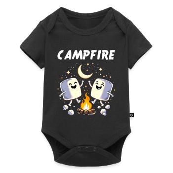 Camping Lagerfeuer Marshmallow Camper Lustig - Baby Premium Kurzarmbody - Schwarz - Vorne