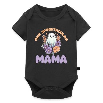 Halloween groovy Mama Geist Hippie Blumen Vintage - Baby Premium Kurzarmbody - Schwarz - Vorne