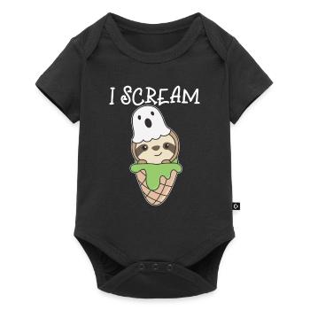 paresseux Halloween fantôme I Scream crème glacée Jeu de mots - Body à manches courtes Premium Bébé - noir - Devant