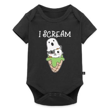 Cat Halloween Ghost I Scream Ice Cream Pun - Baby Premium short-sleeve bodysuit - black - Front
