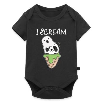 Panda Halloween Ghost I Scream Ice Cream Pun - Baby Premium short-sleeve bodysuit - black - Front