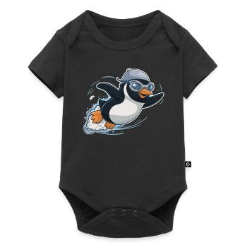 Schwimmender Pinguin Schwimmer Schwimmen - Baby Premium Kurzarmbody - Schwarz - Vorne