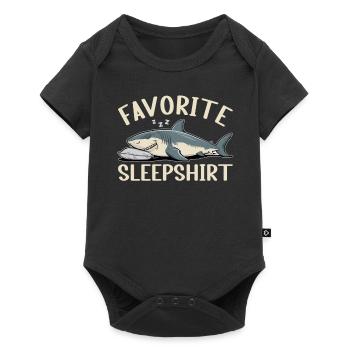 Official Sleep Shirt Funny Shark Pajamas - Baby Premium short-sleeve bodysuit - black - Front