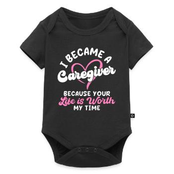 Ich wurde ein Betreuer - Baby Premium Kurzarmbody - Schwarz - Vorne