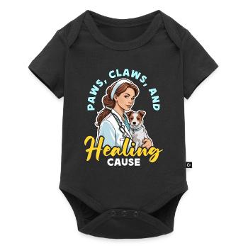 Infirmière vétérinaire pattes griffes et assistante vétérinaire - Body à manches courtes Premium Bébé - noir - Devant