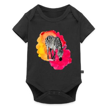 Zèbre Afrique Zoo Sauvage Animaux Rayures Coloré - Body à manches courtes Premium Bébé - noir - Devant