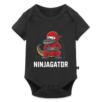 Ninja Alligator Gamer Fun Gaming Reptile Graphic - Baby Premium short-sleeve bodysuit - black - Front