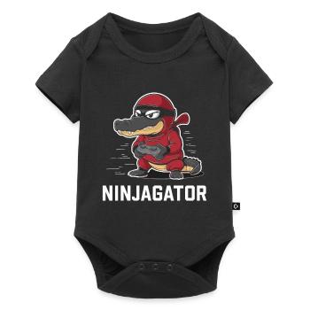 Ninja Alligator Gamer Fun Gaming Reptile Graphic - Baby Premium short-sleeve bodysuit - black - Front