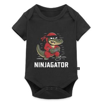 Ninja Alligator Gamer Fun Gaming Reptile Graphic - Baby Premium short-sleeve bodysuit - black - Front