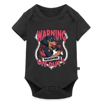 Dachshund Wire-haired Dachshund Warning Dachshund On Duty - Baby Premium short-sleeve bodysuit - black - Front