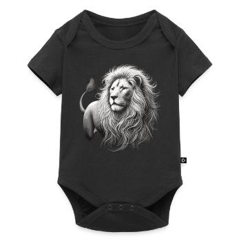 Majestueux lion blanc – Œuvre d’art sur noir - Body à manches courtes Premium Bébé - noir - Devant