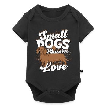 Dackel Rauhaardackel Small Dogs Massive Love - Baby Premium Kurzarmbody - Schwarz - Vorne