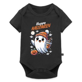 Happy Halloween Ghost Bubble Tea Beanie Pumpkin Fun - Baby Premium short-sleeve bodysuit - black - Front