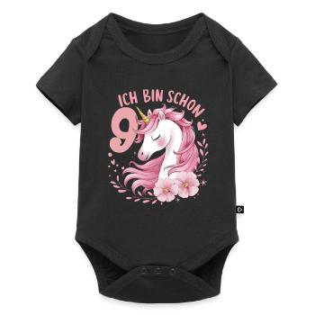 9ème anniversaire fille 9 ans cheval chevaux licorne - Body à manches courtes Premium Bébé - noir - Devant