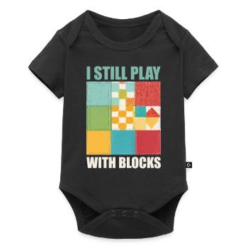 Funny Quilting I Still Play With Blocks Quilt - Baby Premium short-sleeve bodysuit - black - Front