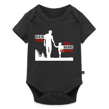 Der Chef die wahre Chefin Papa & Tochter - Baby Premium Kurzarmbody - Schwarz - Vorne