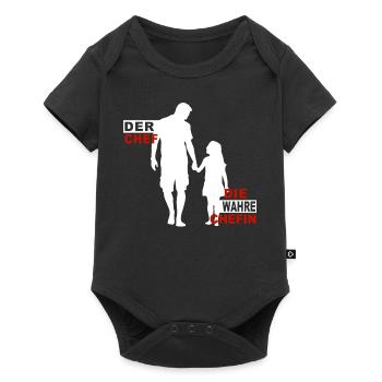 Le patron, le vrai patron, papa et fille - Body à manches courtes Premium Bébé - noir - Devant