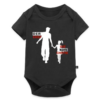 Der Chef die wahre Chefin Papa & Tochter - Baby Premium Kurzarmbody - Schwarz - Vorne