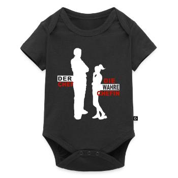 Der Chef die wahre Chefin Papa & Tochter - Baby Premium Kurzarmbody - Schwarz - Vorne