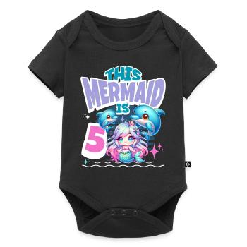 Mermaid 5th Birthday Girl Kids - Baby Premium short-sleeve bodysuit - black - Front