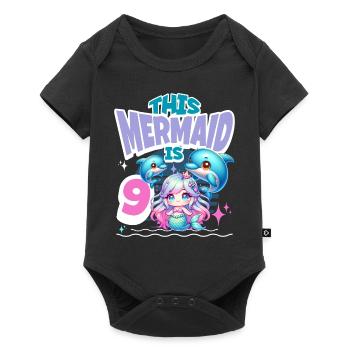 Mermaid 9th Birthday Girl Kids - Baby Premium short-sleeve bodysuit - black - Front