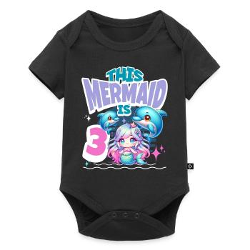 Mermaid 3rd Birthday Girl Kids - Baby Premium short-sleeve bodysuit - black - Front