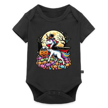 Funny Vampire Unicorn Loves Candy - Baby Premium short-sleeve bodysuit - black - Front