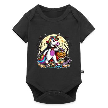 Funny Vampire Unicorn Loves Candy - Baby Premium short-sleeve bodysuit - black - Front