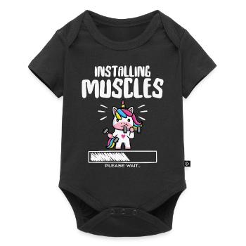 Lustiges süßes Einhorn Workout Gym Fitness Einhorn - Baby Premium Kurzarmbody - Schwarz - Vorne