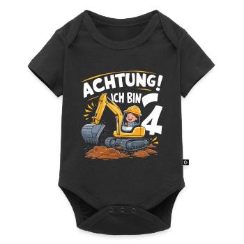 4ème anniversaire garçon 4 ans excavatrice chantier - Body à manches courtes Premium Bébé - noir - Devant