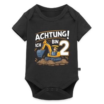 2ème anniversaire garçon 2 ans excavatrice chantier - Body à manches courtes Premium Bébé - noir - Devant