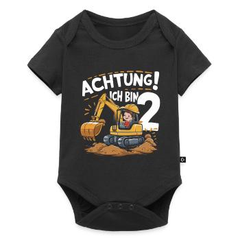 2ème anniversaire garçon 2 ans excavatrice chantier - Body à manches courtes Premium Bébé - noir - Devant