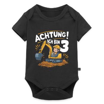 3ème anniversaire garçon 3 ans chantier de construction d’excavatrice - Body à manches courtes Premium Bébé - noir - Devant