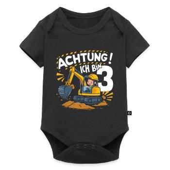 3ème anniversaire garçon 3 ans chantier de construction d’excavatrice - Body à manches courtes Premium Bébé - noir - Devant