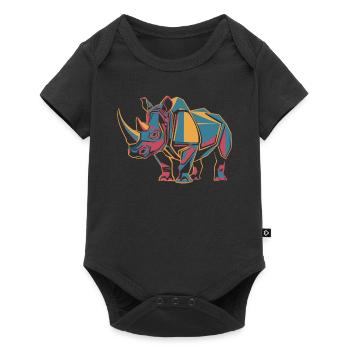 Rhinocéros géométrique coloré - Body à manches courtes Premium Bébé - noir - Devant