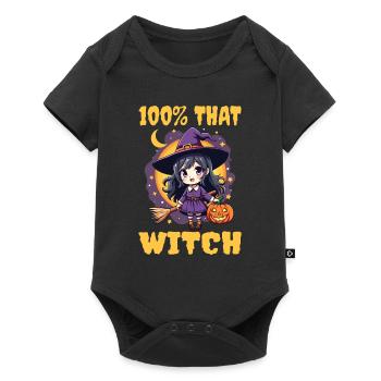 Costume de sorcière d’Halloween Balai de sorcière - Body à manches courtes Premium Bébé - noir - Devant