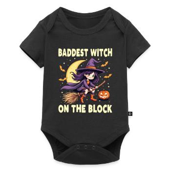 Costume de sorcière d’Halloween Balai de sorcière - Body à manches courtes Premium Bébé - noir - Devant
