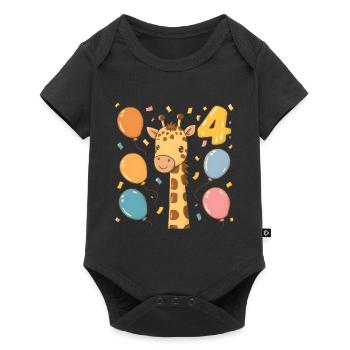 4th Birthday Giraffe Children's Birthday Party - Baby Premium short-sleeve bodysuit - black - Front