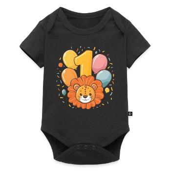 1er anniversaire Leo Fête d’anniversaire des enfants - Body à manches courtes Premium Bébé - noir - Devant