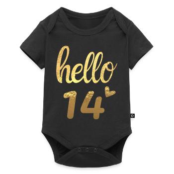 Hello 14 Gold - Baby Premium short-sleeve bodysuit - black - Front