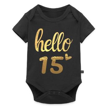 Hello 15 doré - Body à manches courtes Premium Bébé - noir - Devant