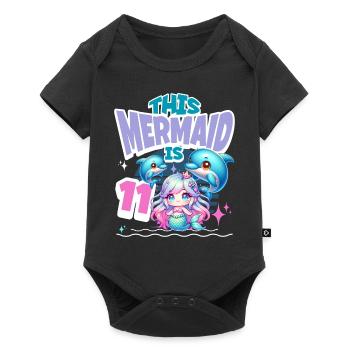 Mermaid 11th Birthday Girl Kids - Baby Premium short-sleeve bodysuit - black - Front
