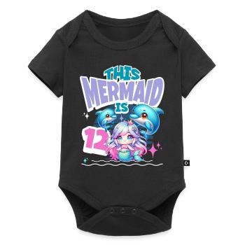 Sirène 12e anniversaire Fille Enfants - Body à manches courtes Premium Bébé - noir - Devant